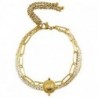 Bracelet acier inoxydable triple rangs & strass Doré