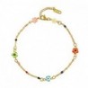 Bracelet acier inoxydable millefiori fleurs Doré-multicolore