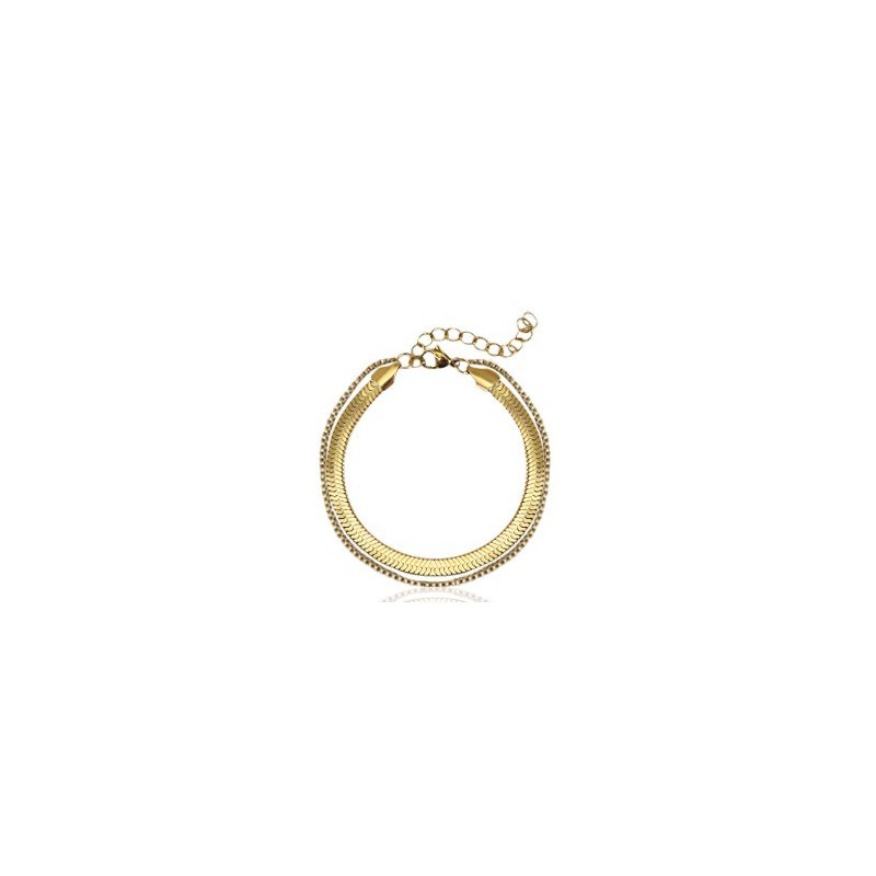 Bracelet acier inoxydable chaîne maille serpentine 2 rangs Doré