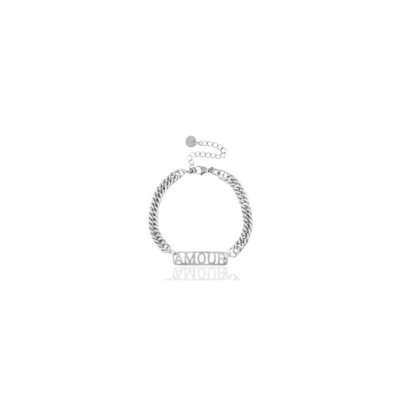 Bracelet acier inoxydable chaîne maille "AMOUR" Argenté