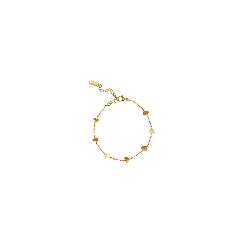 Bracelet acier inoxydable coeurs Doré