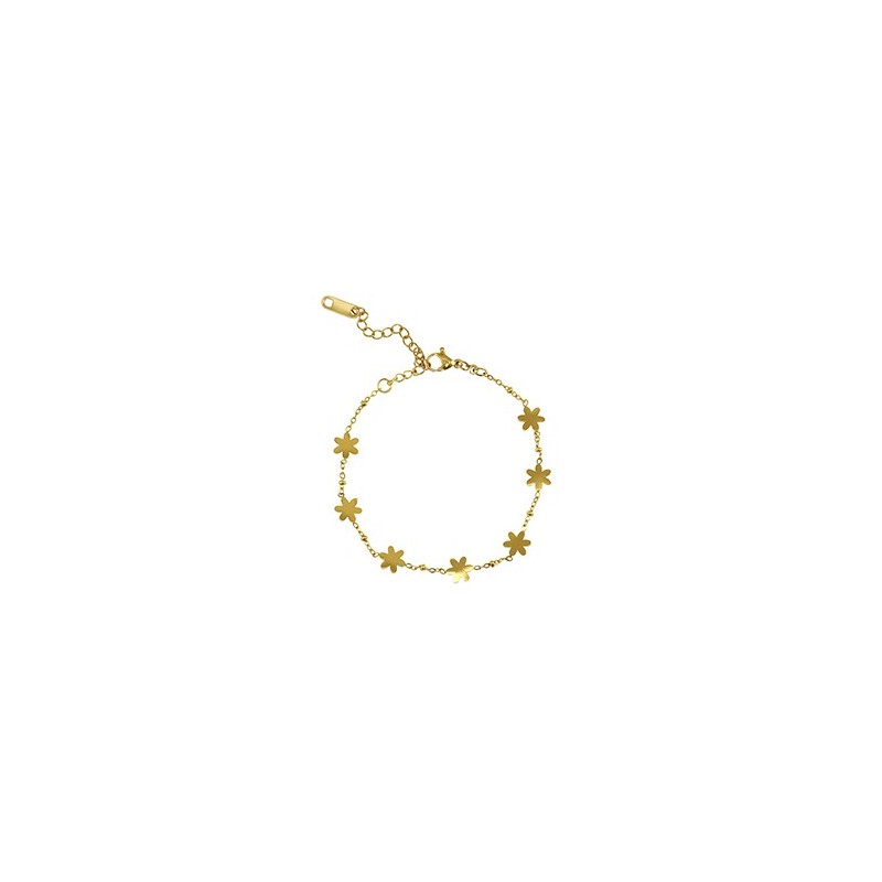Bracelet acier inoxydable fleur Doré