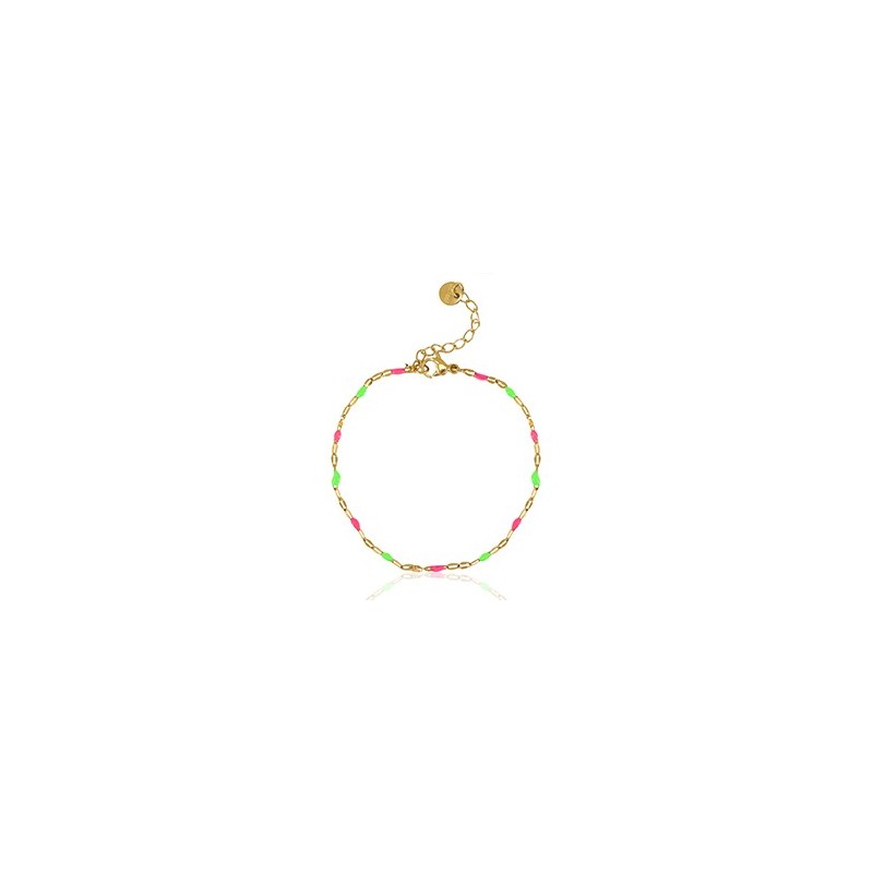 Bracelet acier inoxydable Rose néon-vert-doré