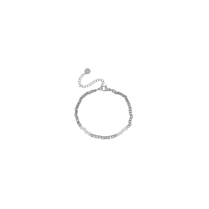 Bracelet acier inoxydable Argenté-Blanc