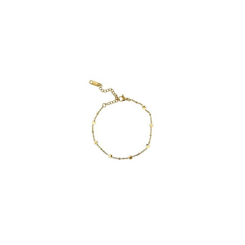 Bracelet acier inoxydable fleur Doré