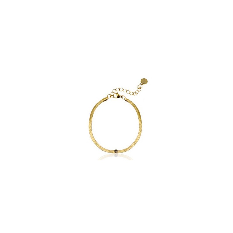 Bracelet acier inoxydable chaîne maille serpentine cristal Doré-noir