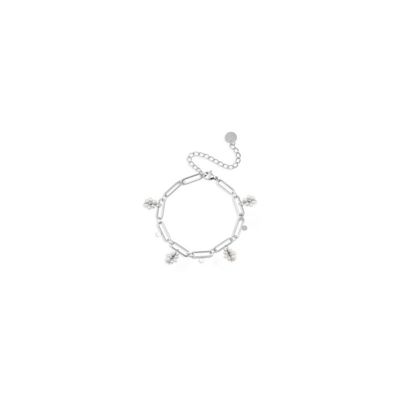 Bracelet acier inoxydable perles Argenté