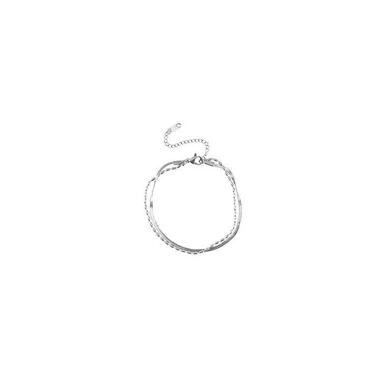 Bracelet acier inoxydable duo rangs Argenté