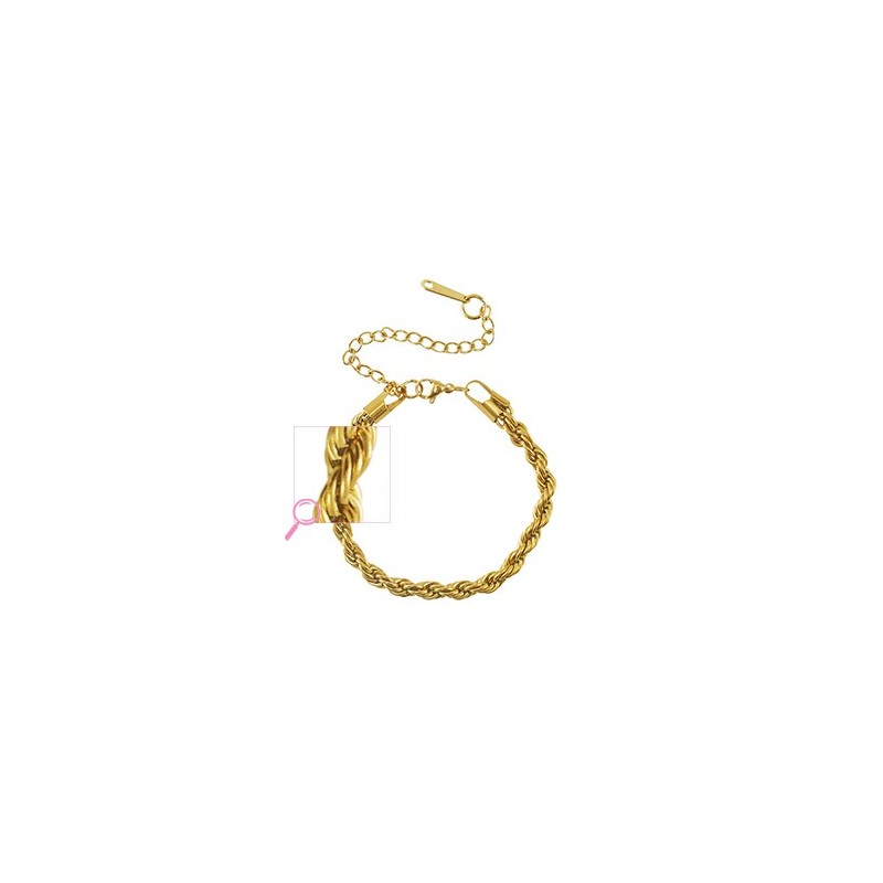 Bracelet acier inoxydable torsadé Doré