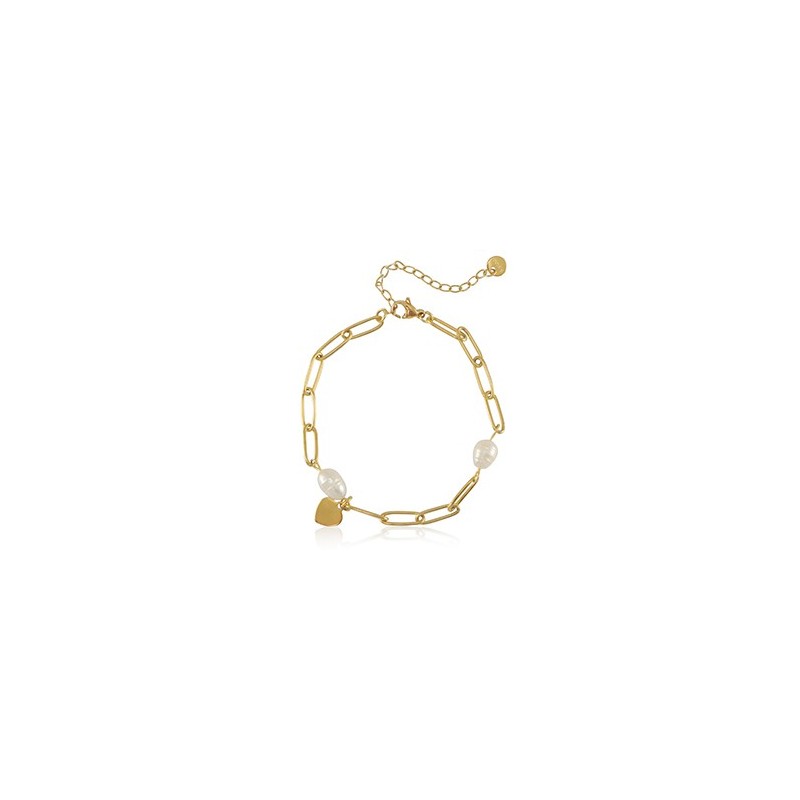 Bracelet acier inoxydable perles Doré