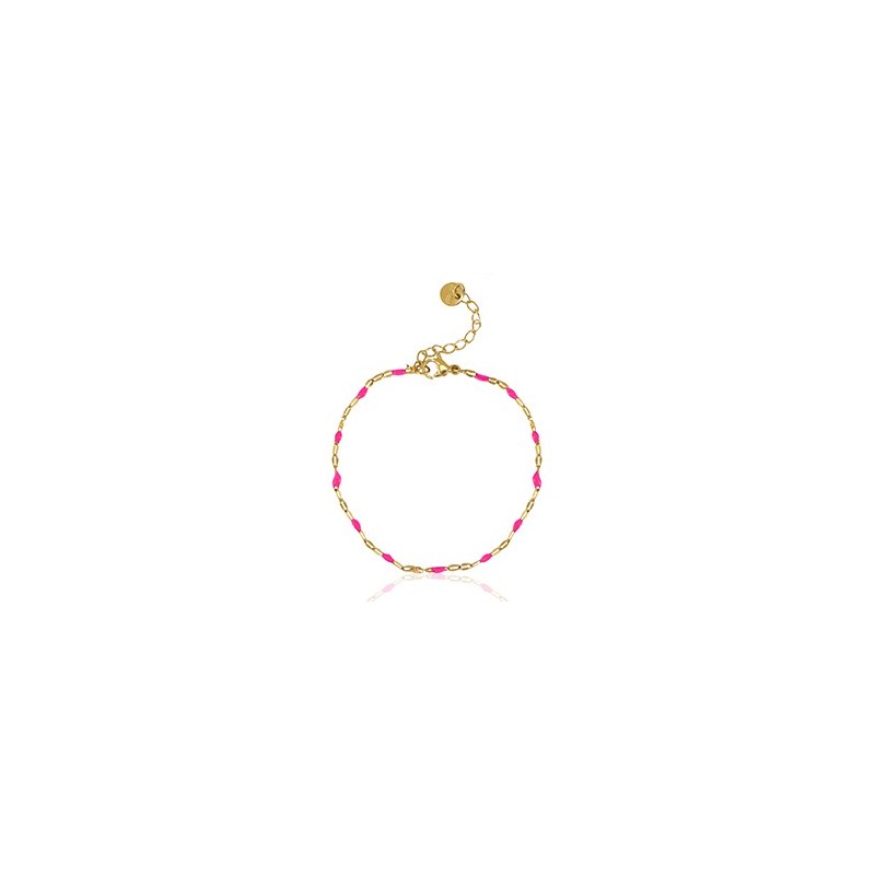 Bracelet acier inoxydable Rose fuchsia néon-doré