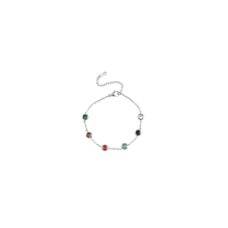 Bracelet acier inoxydable cristal Argenté