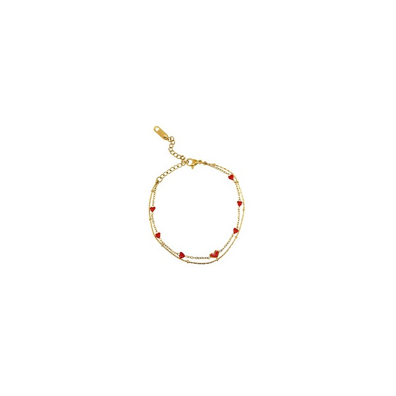 Bracelet acier inoxydable coeurs Doré