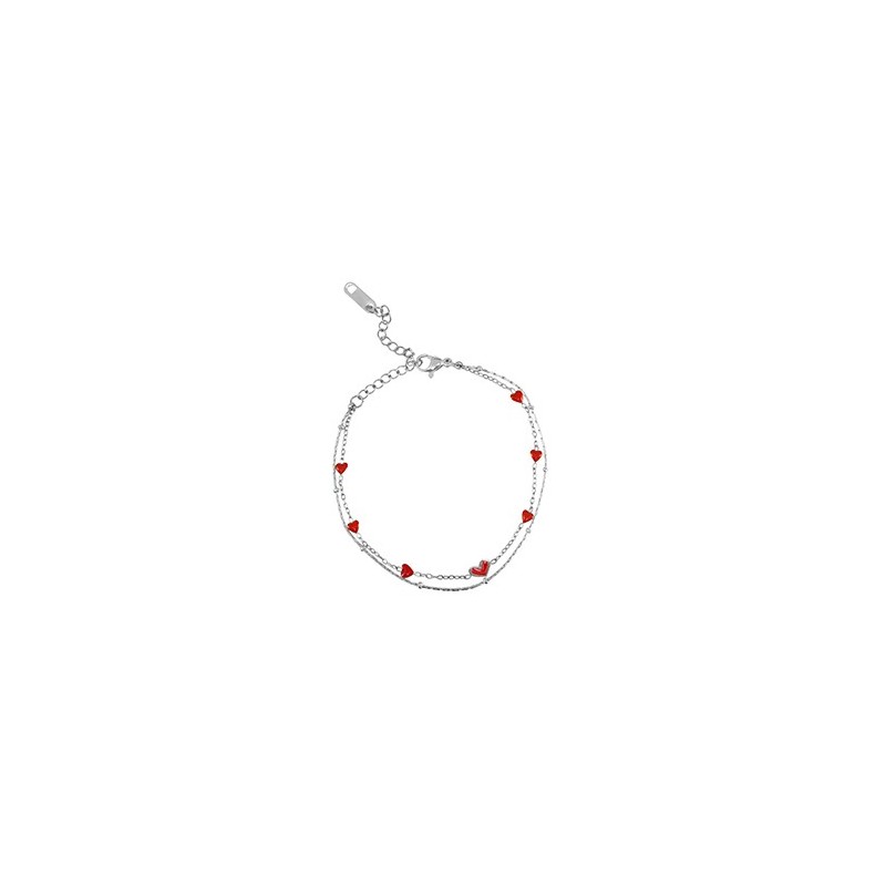 Bracelet acier inoxydable coeurs Argenté