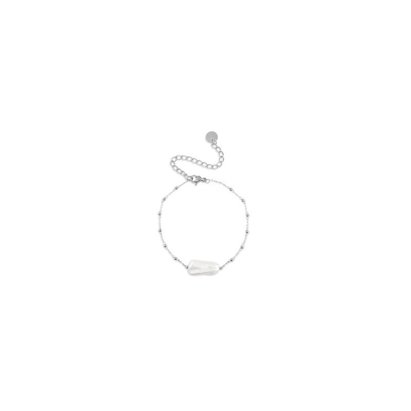 Bracelet acier inoxydable perles Argenté