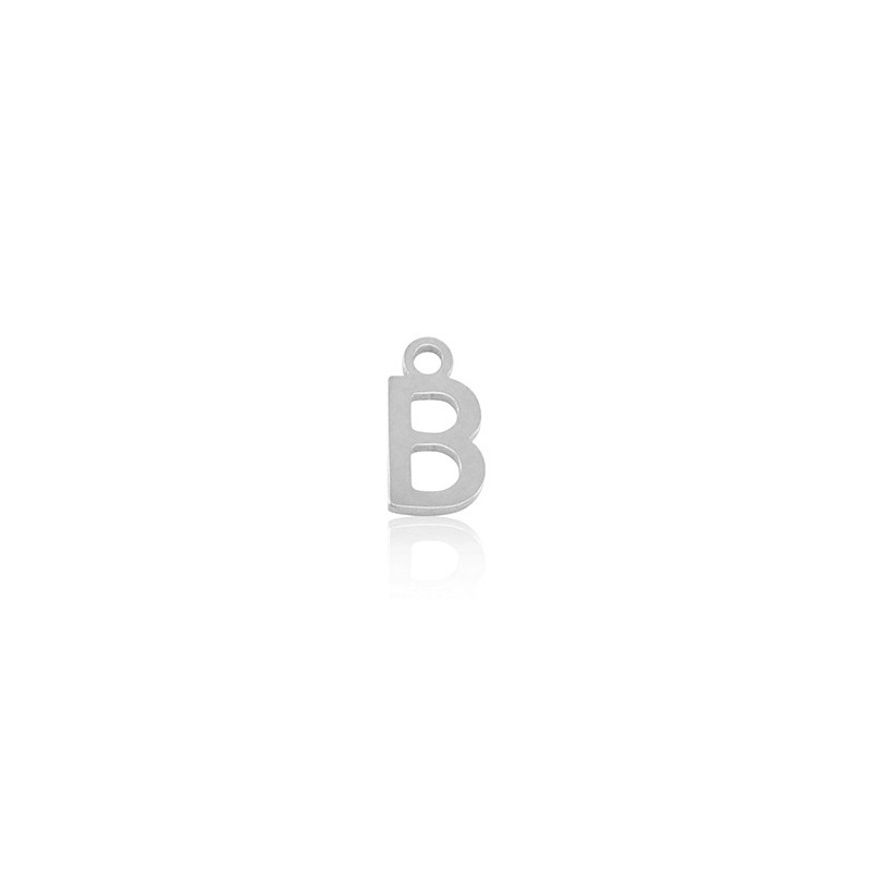 Breloques en acier Inox alphabet lettre B Argenté - Leyabijoux.com