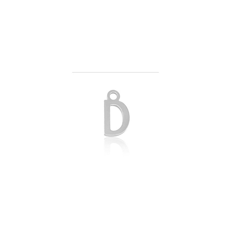 Breloques en acier Inox alphabet lettre D Argenté - Leyabijoux.com