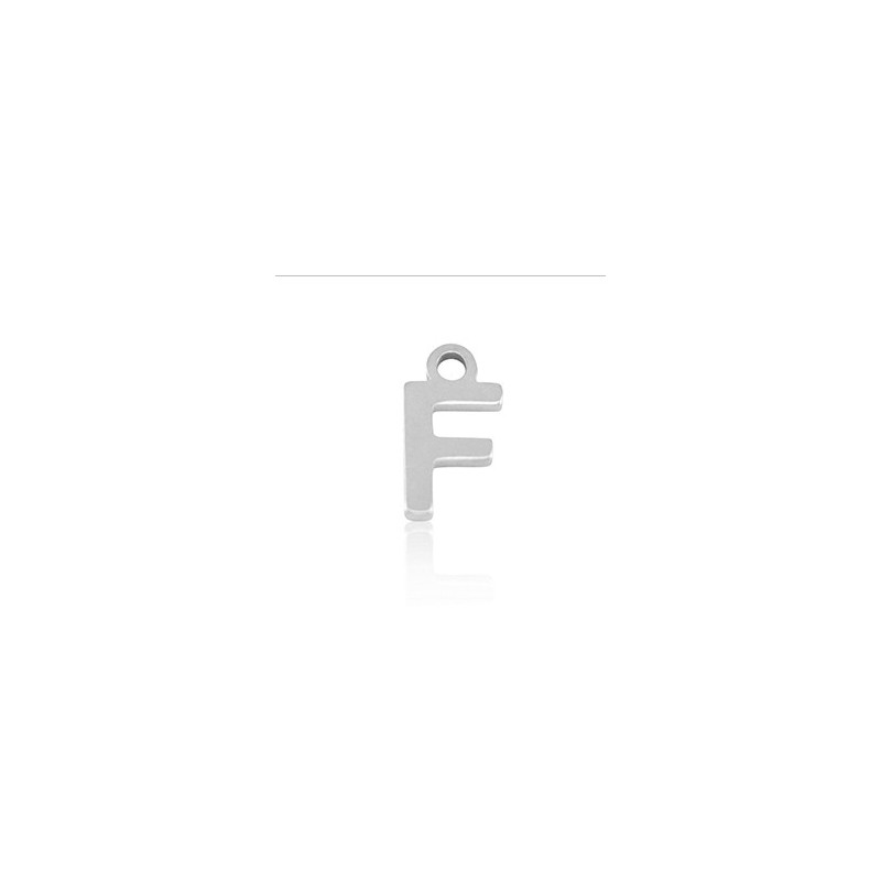 Breloques en acier Inox alphabet lettre F Argenté - Leyabijoux.com