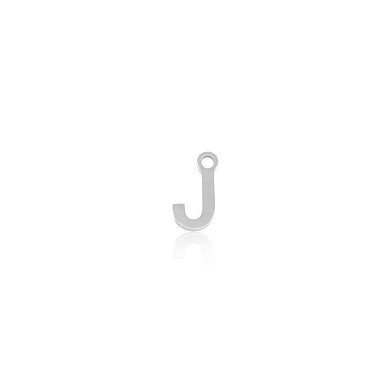 Breloques en acier Inox alphabet lettre J Argenté - Leyabijoux.com