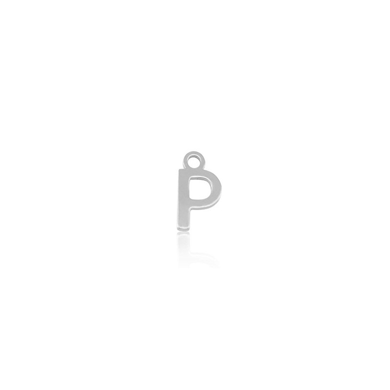 Breloques en acier Inox alphabet lettre P Argenté - Leyabijoux.com