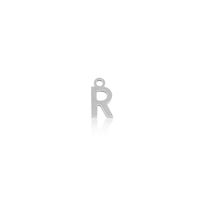 Breloques en acier Inox alphabet lettre R Argenté - Leyabijoux.com