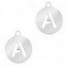 Breloques en acier inox alphabet lettre A médaillon rond 10mm Argenté - Leyabijoux.com