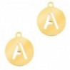 Breloques en acier inox alphabet lettre A médaillon rond 10mm Doré - Leyabijoux.com