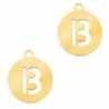Breloques en acier inox alphabet lettre B médaillon rond 10mm Doré - Leyabijoux.com
