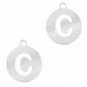 Breloques en acier inox alphabet lettre C médaillon rond 10mm Argenté - Leyabijoux.com
