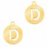 Breloques en acier inox alphabet lettre D médaillon rond 10mm Doré - Leyabijoux.com