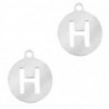 Breloques en acier inox alphabet lettre H médaillon rond 10mm Argenté - Leyabijoux.com