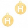 Breloques en acier inox alphabet lettre H médaillon rond 10mm Doré - Leyabijoux.com