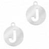 Breloques en acier inox alphabet lettre J médaillon rond 10mm Argenté - Leyabijoux.com
