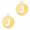 Breloques en acier inox alphabet lettre J médaillon rond 10mm Doré - Leyabijoux.com