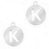 Breloques en acier inox alphabet lettre K médaillon rond 10mm Argenté - Leyabijoux.com