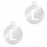 Breloques en acier inox alphabet lettre L médaillon rond 10mm Argenté - Leyabijoux.com