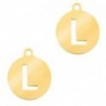 Breloques en acier inox alphabet lettre L médaillon 10mm Doré - Leyabijoux.com