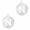 Breloques en acier inox alphabet lettre N médaillon 10mm Argenté - Leyabijoux.com