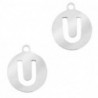 Breloques en acier inox alphabet lettre U médaillon 10mm Argenté - Leyabijoux.com