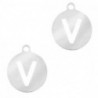 Breloques en acier inox alphabet lettre V médaillon 10mm Argenté - Leyabijoux.com