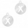 Breloques en acier inox alphabet lettre X médaillon 10mm Argenté - Leyabijoux.com