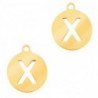 Breloques en acier inox alphabet lettre X médaillon 10mm Doré - Leyabijoux.com