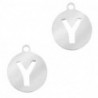 Breloques en acier inox alphabet lettre Y médaillon 10mm Argenté - Leyabijoux.com