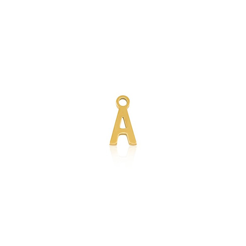 Breloques en acier Inox alphabet lettre A Doré acier inoxydable - Leyabijoux.com