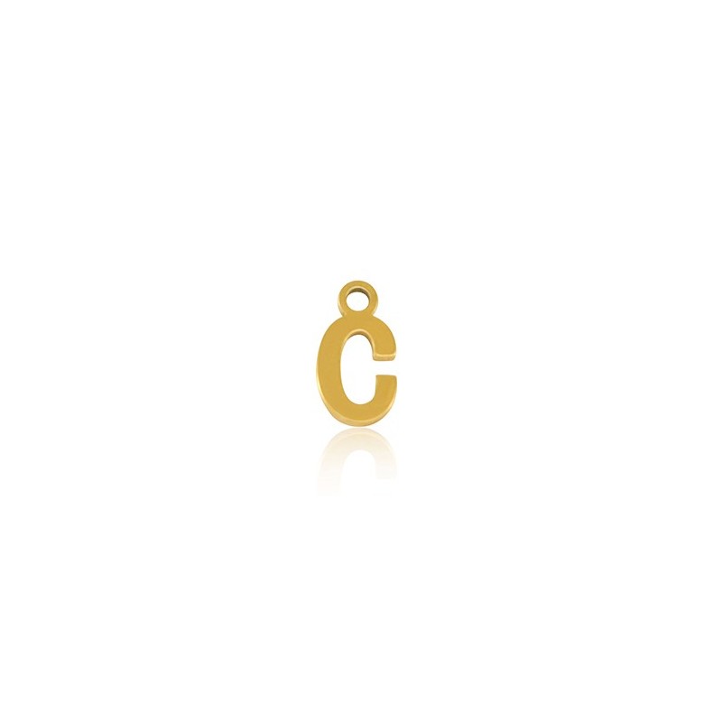 Breloques en acier Inox alphabet lettre C Doré acier inoxydable - Leyabijoux.com
