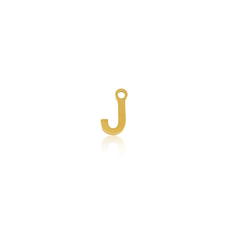 Breloques en acier Inox alphabet lettre J Doré acier inoxydable - Leyabijoux.com