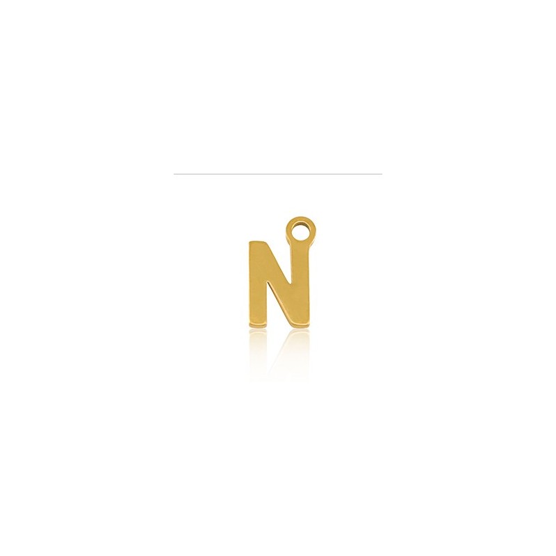 Breloques en acier Inox alphabet lettre N Doré acier inoxydable - Leyabijoux.com