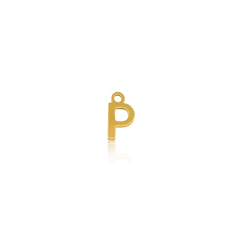 Breloques en acier Inox alphabet lettre P Doré acier inoxydable - Leyabijoux.com