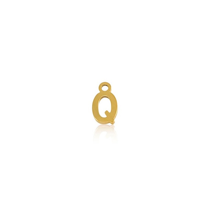 Breloques en acier Inox alphabet lettre Q Doré acier inoxydable - Leyabijoux.com