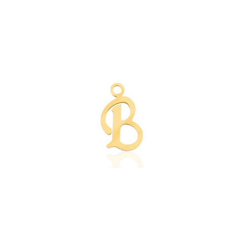 Breloques alphabet lettre B calligraphie Doré acier inoxydable - Leyabijoux.com